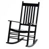 Outsunny Wooden Outdoor Rocking Chair with Armrests, High Back for Garden, Patio, Balcony, Porch, Black