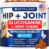 Hemp Hip and Joint Supplement for Dogs Glucosamine for Dogs Joint Pain Relief Chews with Chondroitin MSM Hemp Oil Mobility Support Canine Cartilage He