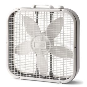 20" Classic Box Fan with Weather-Resistant Motor, 3 Speeds, 22.5" H, White, B20200, New