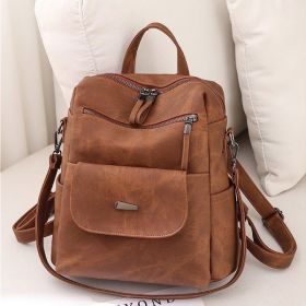 Backpack Purse for Womens, Waterproof PU Leather Backpacks Handbags, Ladies Casual Shoulder Bags Brown