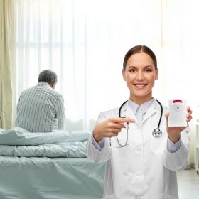 Bed Alarm System for Elderly Adults 14" x 30" Wireless Bed Sensor Pad with Pager