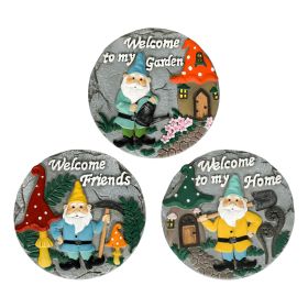 Garden Stepping Stones Set of 3, 10 inch Gnome Outdoor Garden Decor,Decorative Stones Pavers for Garden Walkway Landscaping
