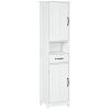 Modern Bathroom Cabinet, Narrow Bathroom Vanities with Open Shelf Drawer Recessed Doors and Adjustable Shelves White
