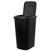 Kitchen Trash Can, 13.3 Gallon, Plastic Touch Top Garbage Bin with Lid, Black