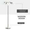 Arc Tree Floor Lamp with 5 Adjustable Rotating Lights, Modern Standing Gooseneck Reading Light for Living Room Bedroom Office, Satin Nickel