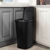 Kitchen Trash Can, 13.3 Gallon, Plastic Touch Top Garbage Bin with Lid, Black
