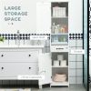 Modern Bathroom Cabinet, Narrow Bathroom Vanities with Open Shelf Drawer Recessed Doors and Adjustable Shelves White