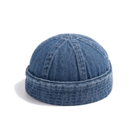Japanese Washed Denim Skullcap Retro Street Hip Hop (Option: Adjustable)