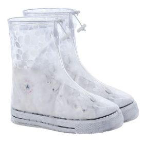 1pc Reusable Men And Women Rain Boots Cover Anti-Slip Wear-resistant Protective Cover Waterproof Layer (Color: A Polka Dot White, size: XL(41-42))