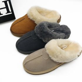 Women's and Men's Indoor/Outdoor Slipper with Wide plush Widths; Warm slippers for men and women (Color: Sandy color, size: 40)