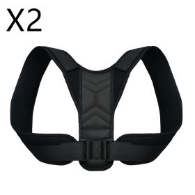 Back Posture Corrector Belt Adjustable Clavicle Spine Back Shoulder Lumbar Men Women Posture Correction (Color: Black 2PCS, size: S)