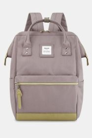 Himawari Contrast Waterproof Canvas Backpack Bag with Side Pockets (Color: Gray, size: One Size)