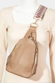 Fame Single Strap Faux Leather Sing Bag (Color: Khaki, size: One Size)