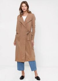 Women's Wrap Trench Coat In Sand (Color: Sand, size: L)