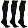 Men's Diabetic Knee High Socks 3 Pairs Non-Binding Cushioned Breathable Cotton for Swelling Sizes 9-15