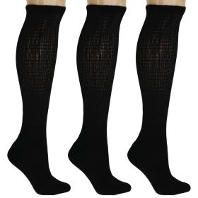 Men's Diabetic Knee High Socks 3 Pairs Non-Binding Cushioned Breathable Cotton for Swelling Sizes 9-15 (Color: Black, size: 10-13)