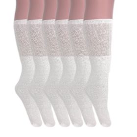 Tube Socks for Women and Men 6 Pairs Cotton Knee High Sport Socks Size 9 to 15 (Color: White)