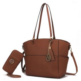 MKF Collection Prisha Vegan Leather Women Tote Bag with Wallet by Mia K (Color: Brown, Material: Vegan Leather)