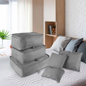 9Pcs/Set Clothes Storage Bags Water-Resistant Travel Luggage Organizer Clothing Packing Cubes for Blouse Hosiery Stocking Underwear (Quantity: 1 Set(9Pcs), Color: Gray)