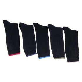 Men's Cotton Crew Dress Socks 5 Pairs Business Casual Moisture-Wicking (Style: Style 2)