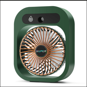 Air Conditioning Fan Desk Misting Fan Air Cooler Cooling USB Rechargeable Humidifier Portable Spray Fan With 3 Wind Speeds Mist Fan For Home (Color: Green)
