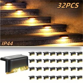 Led Solar Deck Lights 32 Pack Waterproof and Wide Use for Outdoor Stairs Step Fence Railing Yard and Patio Auto On/Off Easy Installation(Warm White) (Quantity: Wram light-32PCS)