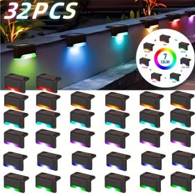 Led Solar Deck Lights 32 Pack Waterproof and Wide Use for Outdoor Stairs Step Fence Railing Yard and Patio Auto On/Off Easy Installation(Warm White) (Quantity: RGB light-32PCS)