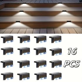32PCS Decorative Light Solar Energy Waterproof and Dustproof Light Source Sensing Suitable for Shopping Malls Guardrails Decks Stairs Gardens Courtyar (Color: White lights-16PCS)