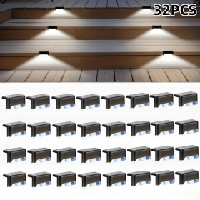 32PCS Decorative Light Solar Energy Waterproof and Dustproof Light Source Sensing Suitable for Shopping Malls Guardrails Decks Stairs Gardens Courtyar (Color: White light-32PCS)